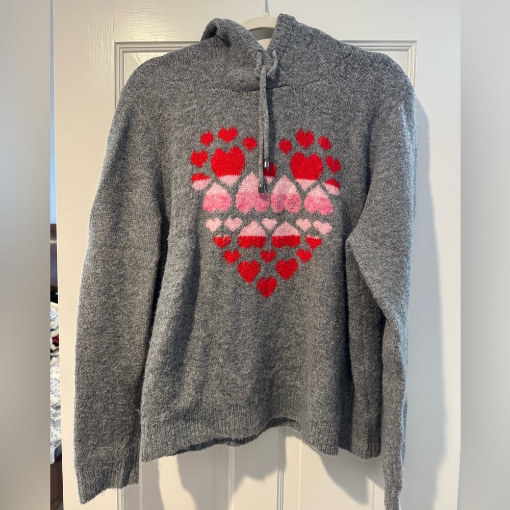 cupcakes & cashmere Gray Hoodie with Heart Design
